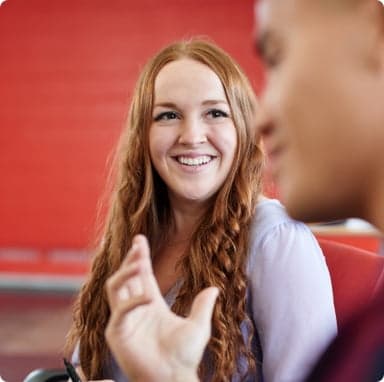 Two people at meeting